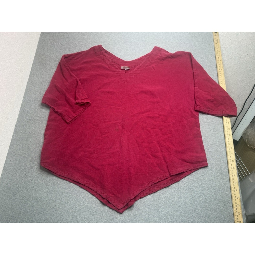 Oh My Gauze Tunic Top Size 3 Cotton Blue 3/4 Sleeve